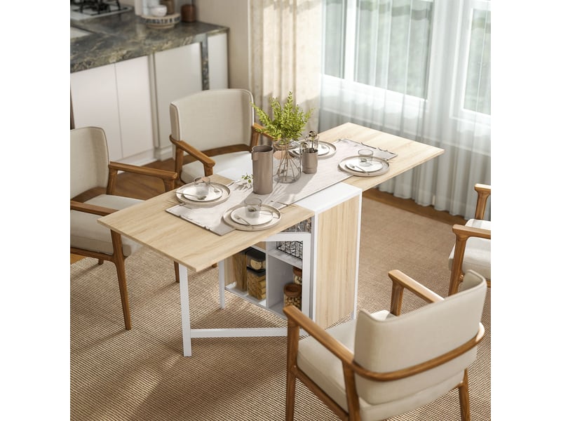  Table pliable de cuisine pour 4 personnes table à manger 4 niches intégrées pour petit espace dim. Dépliées 169l x 62l x 75h cm  - Conforama C