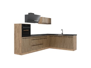 Vicco cuisine en angle, chêne artisanchêne doré, 287 x cm plan de travail anthracite