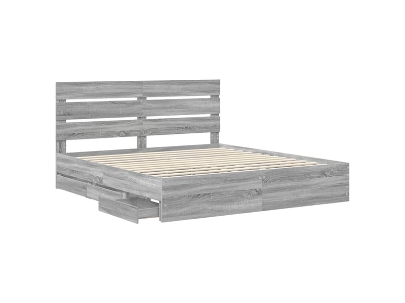  Lit double- lit adulte -  cadre de lit gris sonoma 180 x 200 cm bois ingénierie  - Conforama D