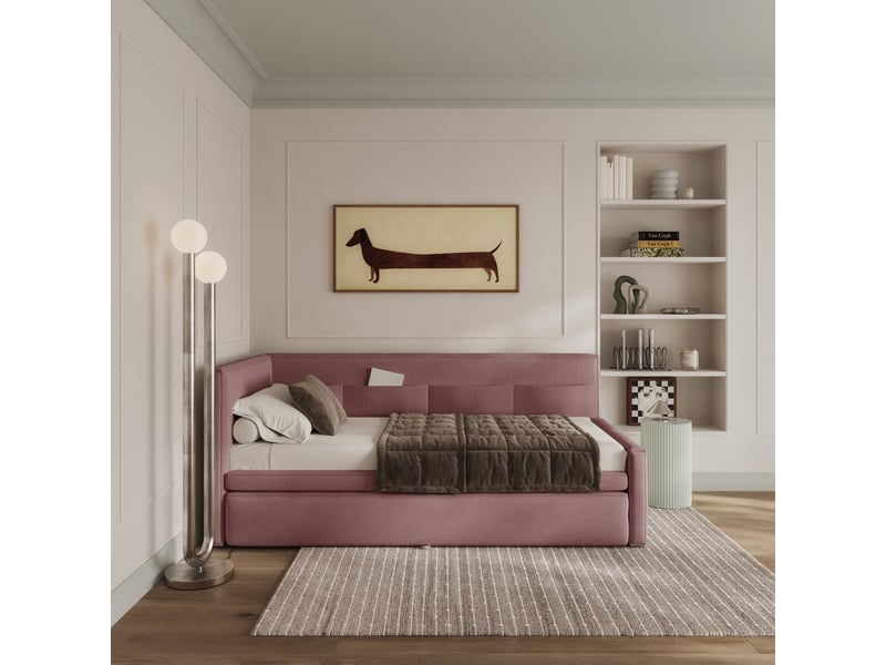  Selsey nesmi - lit rembourré - 90x200 cm - vieux rose Nesmi - Conforama C
