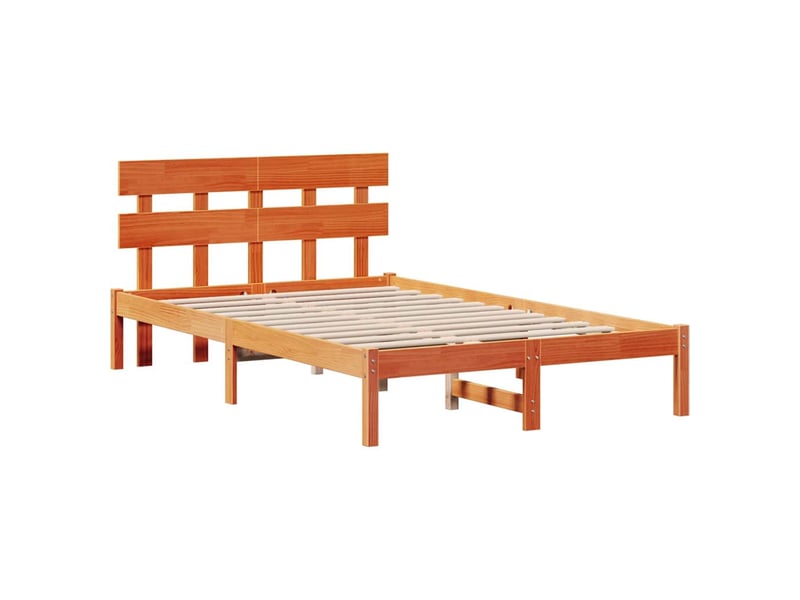  Lit double- lit adulte -  cadre de lit marron 135 x 190 cm bois de pin massif  - Conforama C