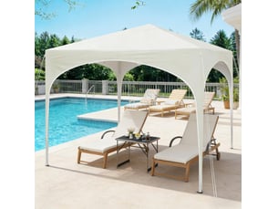 Tonnelle de jardin pliante 300x300x260 cm beige, métal et tissu oxford, protection pluie et soleil