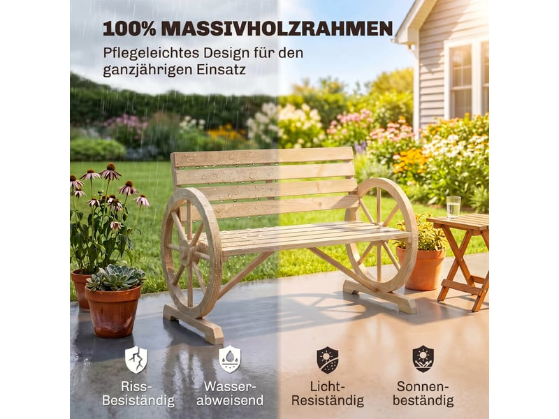  Banc de jardin 2 places en bois de sapin massif marron foncé 105,5 x 56 x 79 cm  - Conforama D