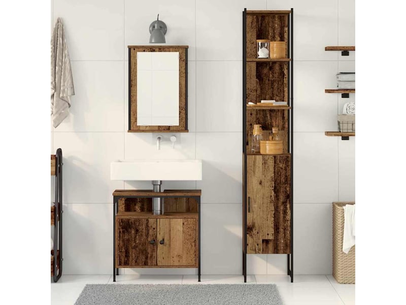 Ensemble de mobilier de salle de bain 3 pc bois ancien cf64254 - Conforama D
