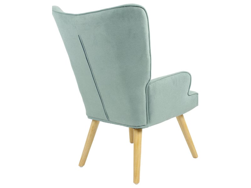  Fauteuil en tissu vert clair pied en bois 75x69x96 cm  - Conforama C