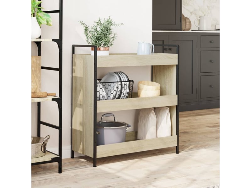  Desserte de cuisine, chariot de rangement chêne sonoma 70x30x82 cm bois d'ingénierie  - Conforama C