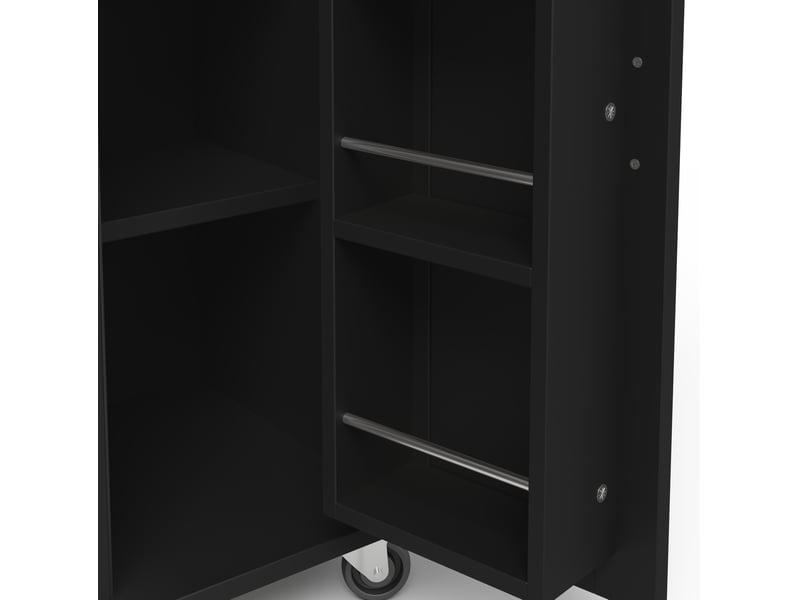  Îlot de cuisine pliable 120x70x95 cm en mdf noir, 4 portes, 1 tiroir, roulettes  - Conforama D