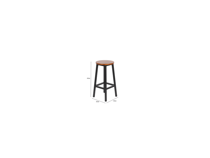 Lot de 2 tabourets de bar sans dossier en bois noir 32 x 32 x 65 cm 62258 - Conforama B