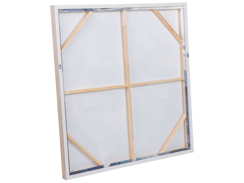 Tableau peint à la main avec cadre en bois bleu 103x4x103h cm  - Conforama D