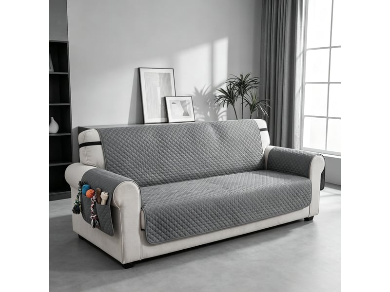Housse de protection canapé 3 places imperméable antidérapante avec poches de rangement - Conforama D