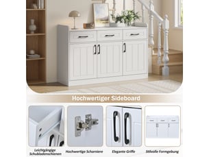 Buffet 3 porte(s) 3 tiroir(s) PEXCHO - 120 cm coloris naturel