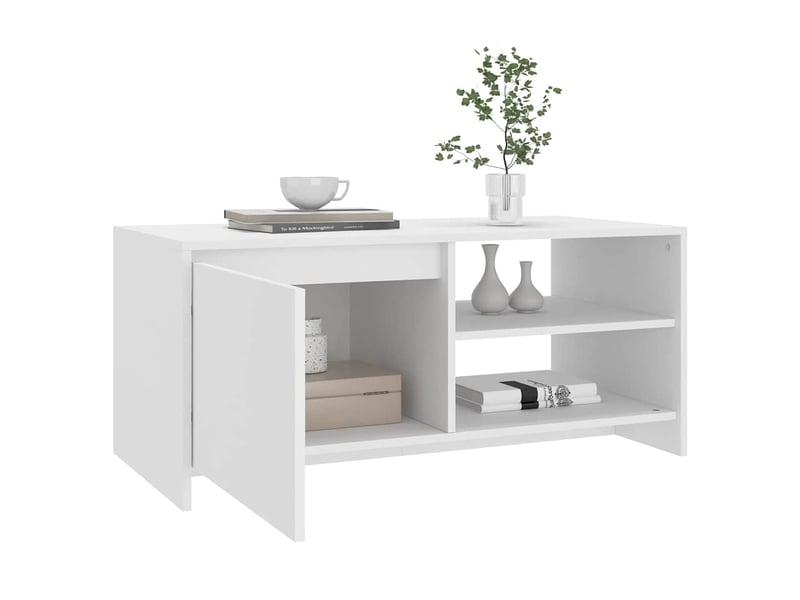  Table basse - table de salon - table à thé blanc 102x50x45 cm bois d'ingénierie  - Conforama D