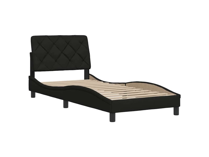  Lit simple- lit adulte -  cadre de lit sans matelas noir 80x200 cm tissu  - Conforama C