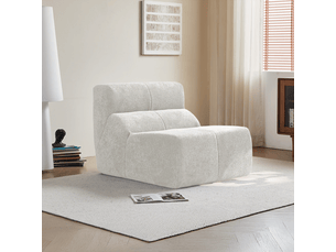 Fauteuil fixe 1 place en velours blanc, canapé compressé sans montage au style moderne pour votre salon
