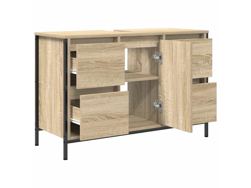 Meuble sous-évier, meuble de rangement avec tiroirs chêne sonoma 90x34.5x60 cm  - Conforama E