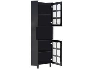Meuble d’angle 63,5x157,5 cm avec éclairage led, finition laquée, mdf, noir
