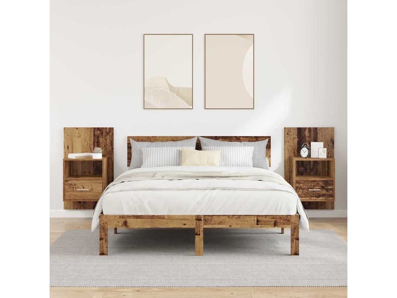 Table de chevet - cabinet de chevet - table de nuit 2 pc bois ancien 50 x 32.5 x 80cm - Conforama C