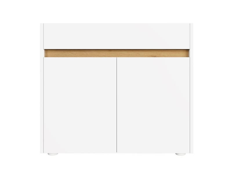  Meuble de rangement 80x40x70 cm avec tiroir et 2 portes, blanc  - Conforama R