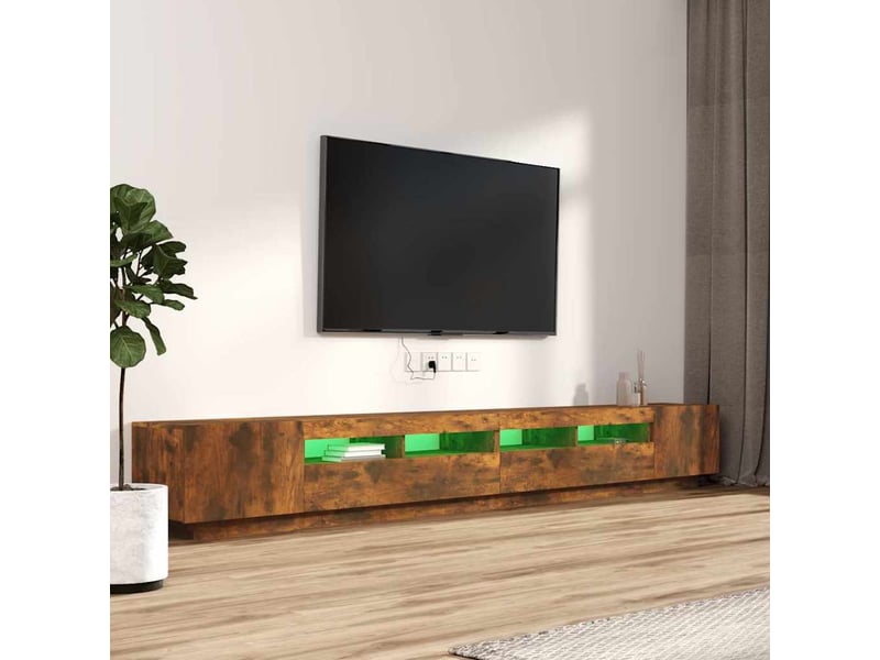  Ensemble de meubles tv avec lumières led 3 pcs chêne fumé  - Conforama D