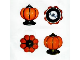 Lot de 4 poignées en céramique vintage en forme de citrouille, poignées en porcelaine pour meubles de cuisine et tables de chevet