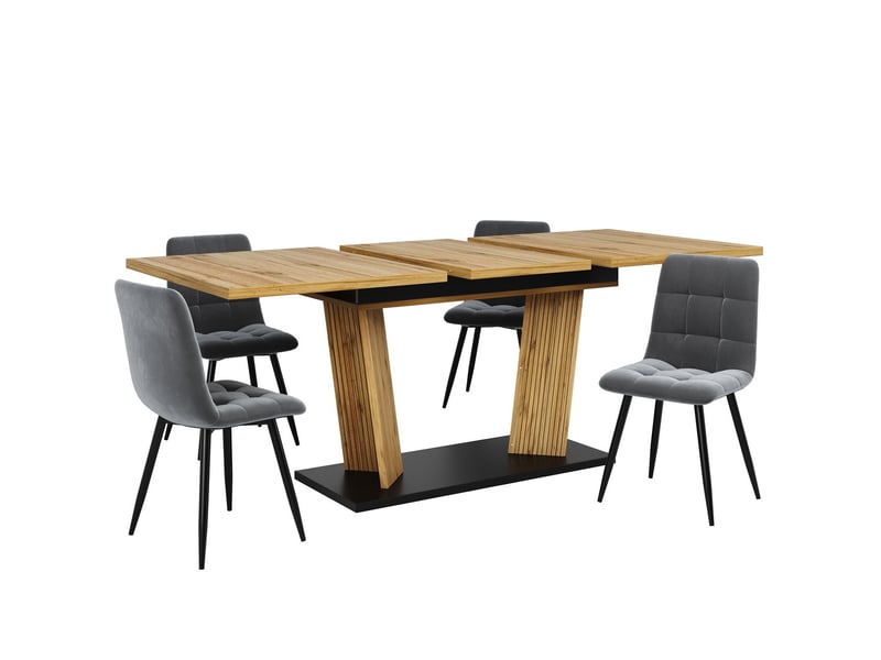  Table de cuisine aspect bois table extensible piètement stable pieds réglables anti-dérapants coloris chêne  - Conforama B