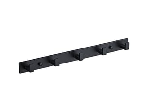 Patères murales noir, lot 5, acier inoxydable. Multi-usages pour salle de bain, cuisine, couloir et chambre. Robustes, pratiques et gain de place.