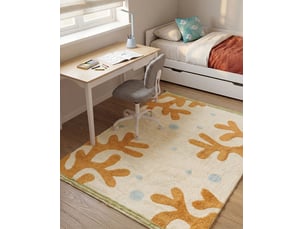Tapis enfant jajpur beige clair 140 x 200 cm coton