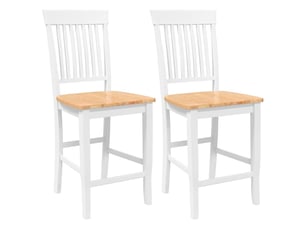 Lot de 2 tabouret de bar, chaise de bar en bois massif blanc et caoutchouc shl93884