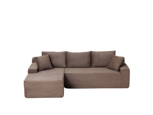 Canapé d'angle compressé gauche fixe <strong>BGSRYAO</strong> <strong></strong> 3 places Velours côtelé Marron