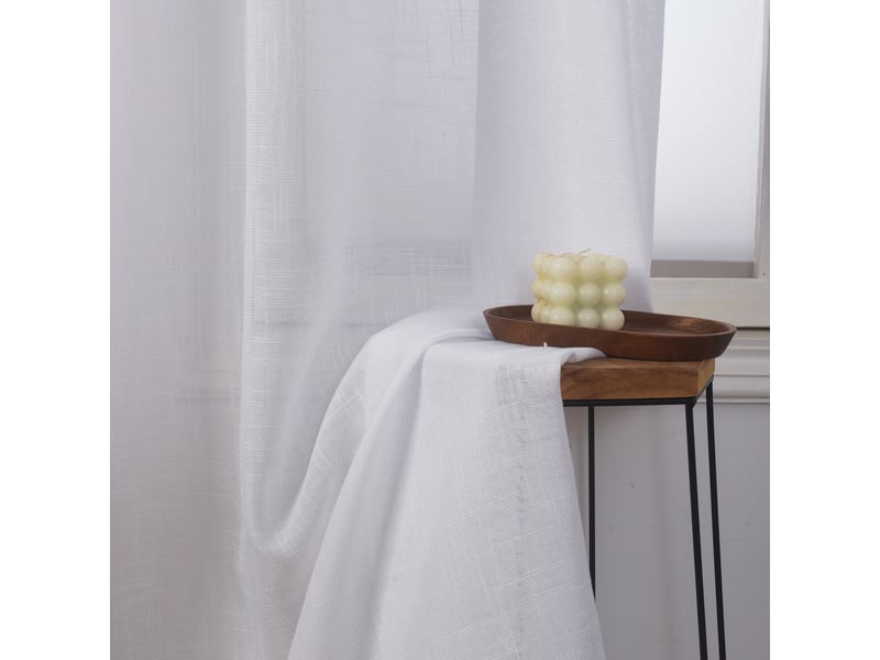  Rideau ajustable 140 x 270 cm + 8 anneaux pinces effet lin evasion neige CP-EVASION-NEIGE - Conforama D