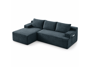 Canapé d’angle l (à gauche) modulable 4 places 238 x 152 x 66 cm, assise profonde, convertible et sans montage, velours côtelé, gris foncé