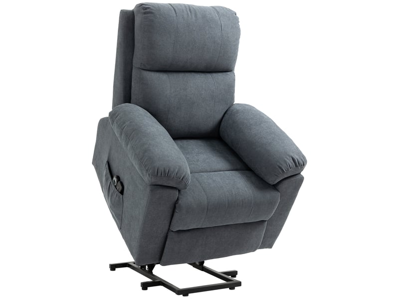Fauteuil releveur massant gris, 8 moteurs vibrants, inclinaison à 135 degrés, avec repose-pieds pour le salon - Conforama A