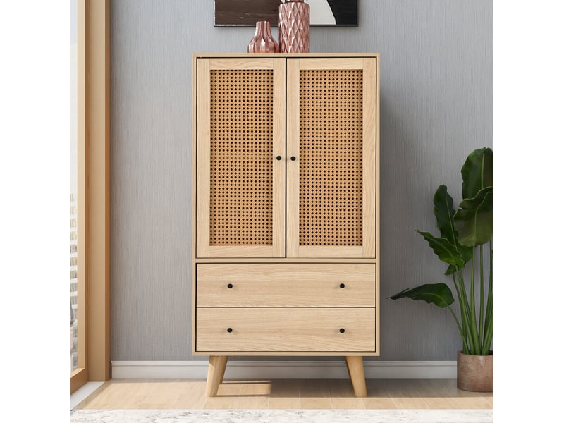  Buffet de salle à manger 60 cm 2 portes et 2 tiroirs en bois de chêne  - Conforama B