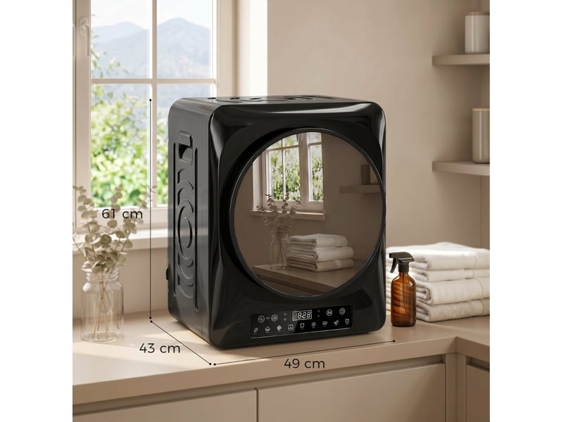  Sèche-linge à évacuation compact 49 x 43 x 61 cm noir, tambour inox 5 kg avec séchage automatique  - Conforama C