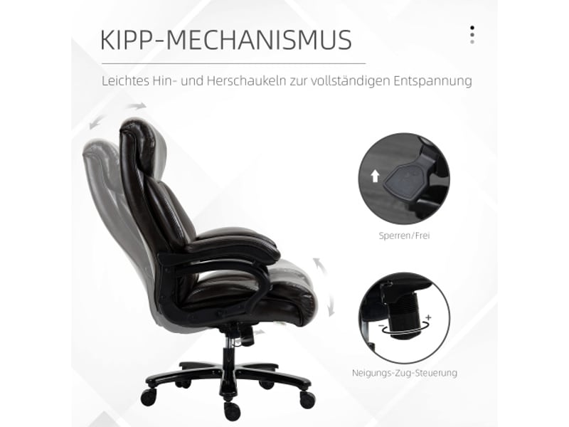  Fauteuil de bureau gaming ergonomique, rembourrage épais, inclinable, réglable, 180 kg  - Conforama E