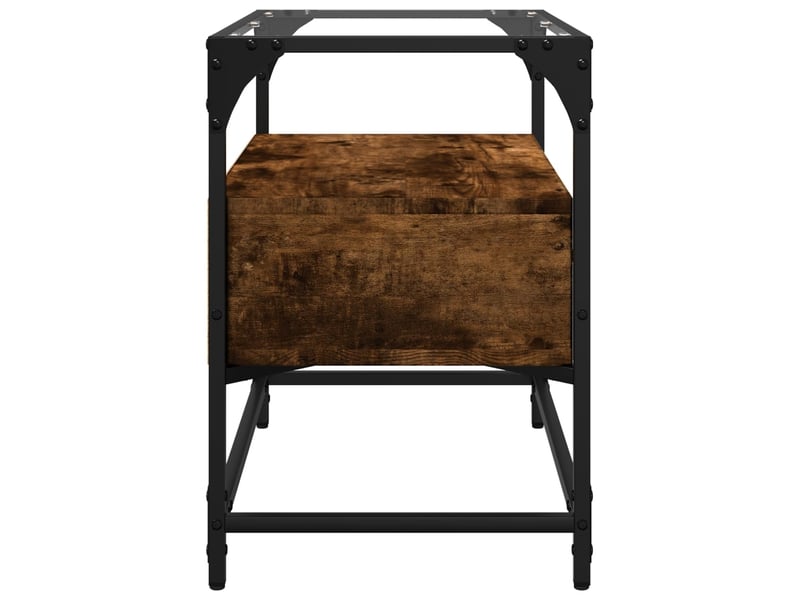  Meuble tv - banc tv - meuble de rangement avec dessus en verre chêne fumé bois d'ingénierie  - Conforama E