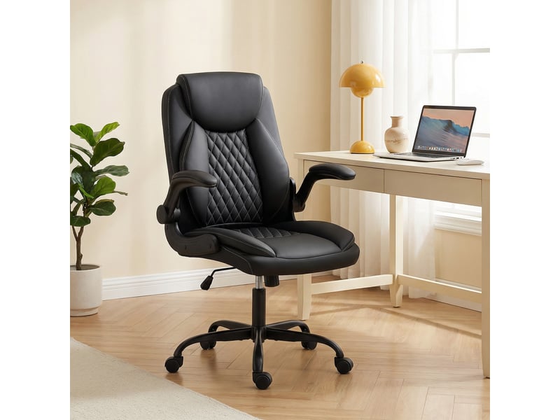  Fauteuil de bureau ergonomique, chaise bureau, polyuréthane, 67x65x110cm, noir  - Conforama C