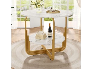 Table de cuisine 80x80, plateau marbre mdf table à manger, rangement intégré, pieds réglables