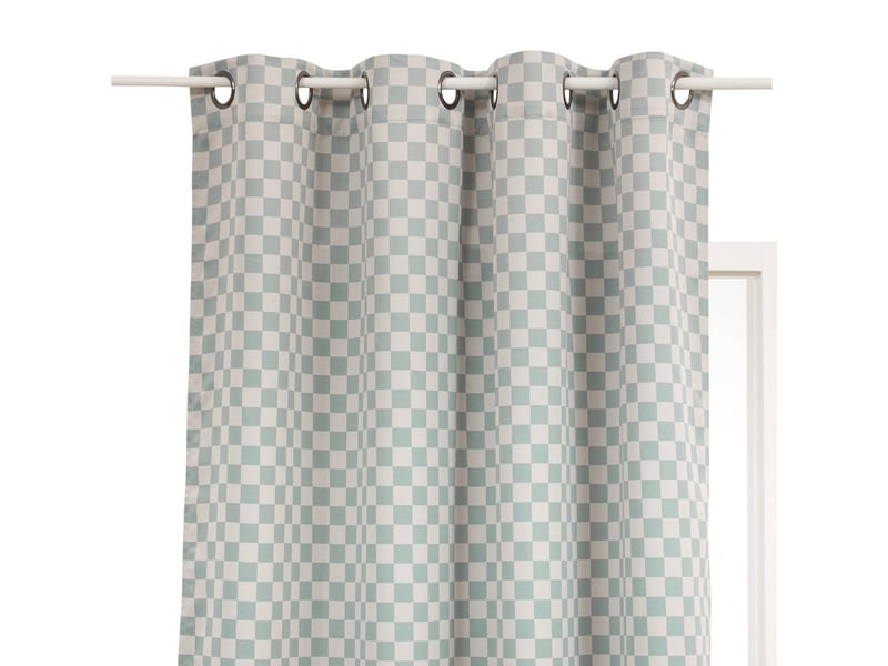  Rideau occultant enfant billie 140x260cm motif damier gris et vert BILLIE - Conforama A