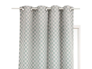 Rideau occultant enfant billie 140x260cm motif damier gris et vert