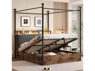 Lit baldaquin 140x190 cm coloris noir