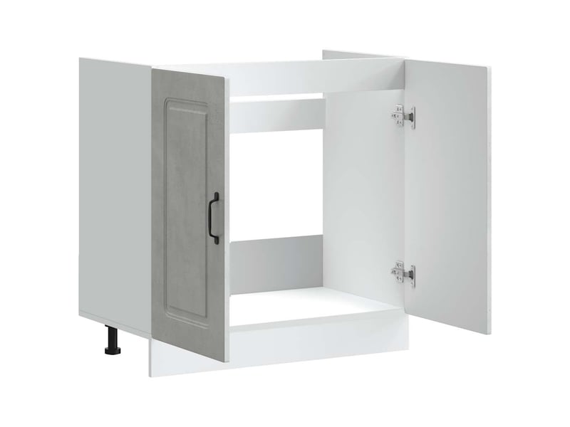  Meuble de cuisine, meuble bas pour évier kalmar gris béton bois ingénierie  - Conforama E