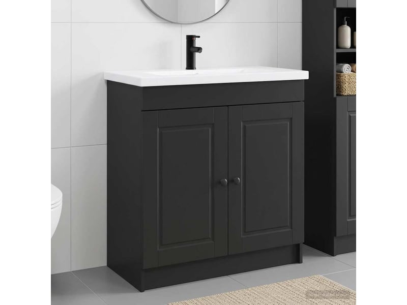 Ensemble de mobilier de salle de bain noir 78.5x37.5x81 cm shl9442 - Conforama B
