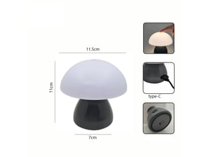 Veilleuse champignon à tapoter, lumière blanc chaud – lampe d'ambiance pour chambre, chevet et table-gris