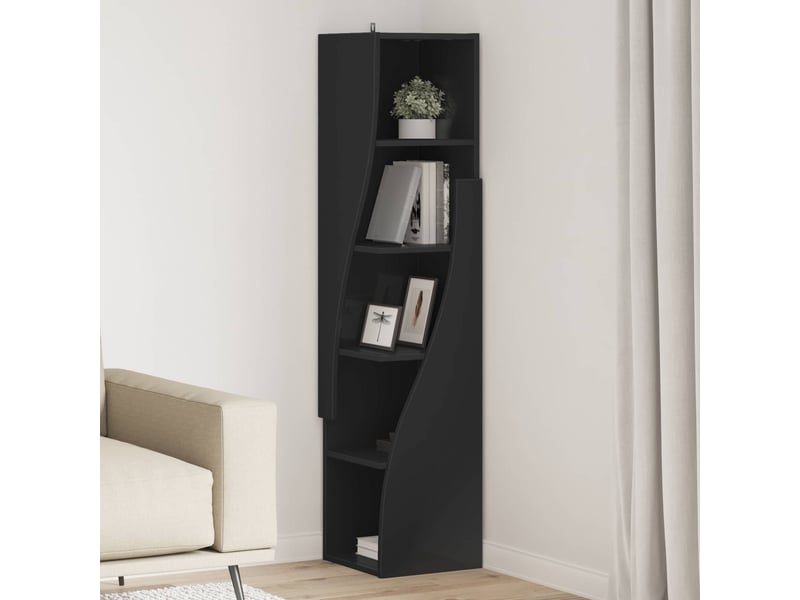  Meuble d'angle, meuble de rangement salon 32x32x140cm bois d'ingénierie noir  - Conforama B