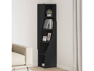 Meuble d'angle, meuble de rangement salon 32x32x140cm bois d'ingénierie noir
