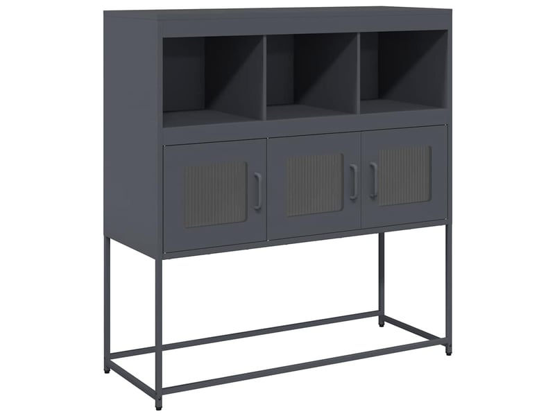  Buffet - bahut - meuble de rangement anthracite 100,5x39x107 cm acier laminé à froid  - Conforama A