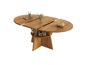 Table de salle à manger extensible 2 à 8 personnes avec rangement 110-150×110×76 cm mdf marron foncé