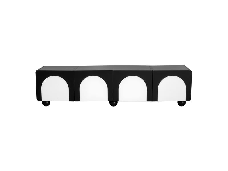  Meuble tv noir et blanc 180x38x45 cm, 2 tiroirs, 2 portes, style classique, rangement pratique  - Conforama A