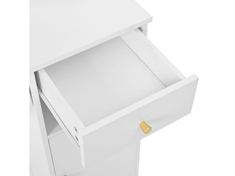  Coiffeuse hollywood avec miroir 46x72 cm et led réglable, rangement, 110x40x151 cm, panneau de particules, blanc  - Conforama R